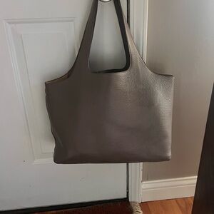 Cuyana Taupe Leather Tote Bag